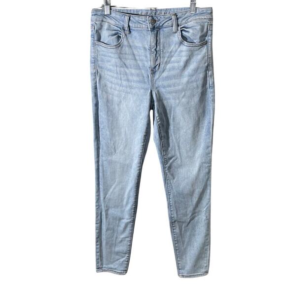 American Eagle HI-RISE JEGGING Women's 12R Blue Light Wash Stretch Denim - Picture 1 of 10